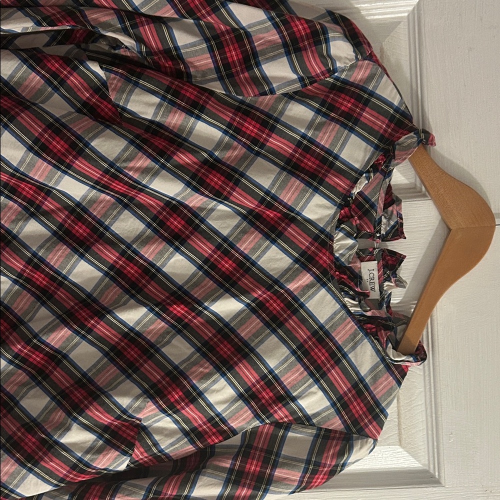 J. Crew Factory Plaid Blouse - Red, Blue, White
